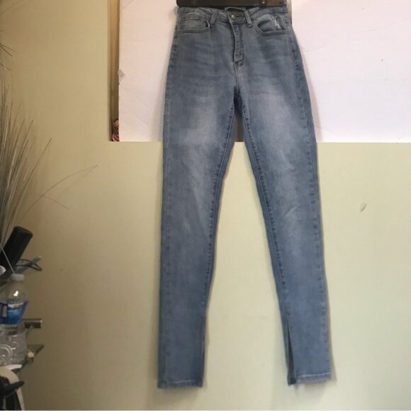 DOGMA DENIM High Rise Jeans Hem Slits Slim Leg Denim Stretch Waist Skinny Fit 26 - Picture 4 of 13